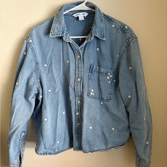 Old Navy Jackets & Blazers - Denim Blue Floral Women's Top